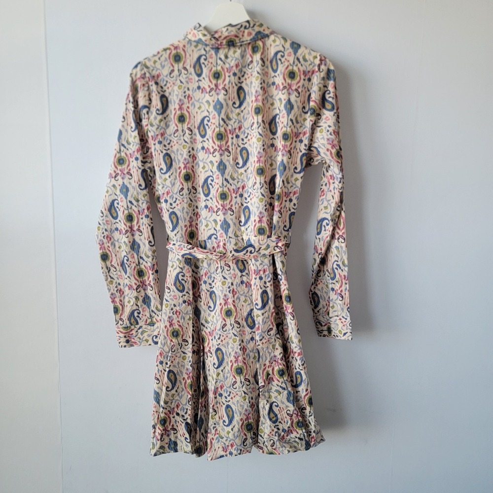 primark cares women's paisley print shirt dress size 6 self-tie belt long sleeve - Picture 2 of 8